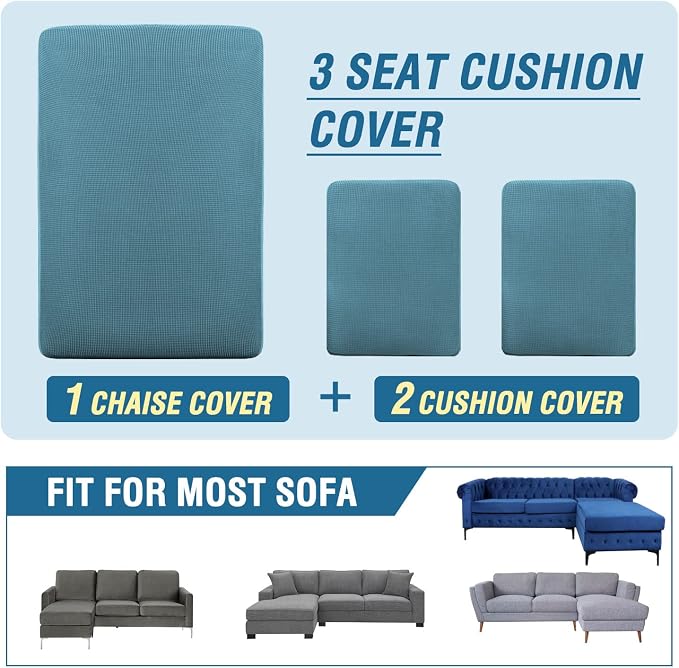 H.VERSAILTEX Sectional Couch Covers 3 Pieces Sofa Seat Cushion Covers L Shape - Image 8