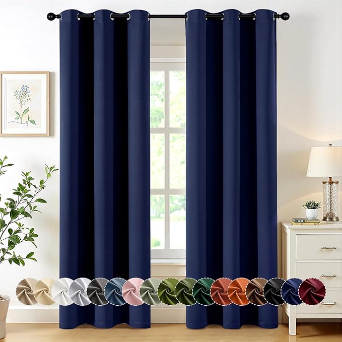 MIULEE Blackout Curtains for Bedroom 2 Panels 40 x 78 Inch Long Navy Blue | by MIULEE