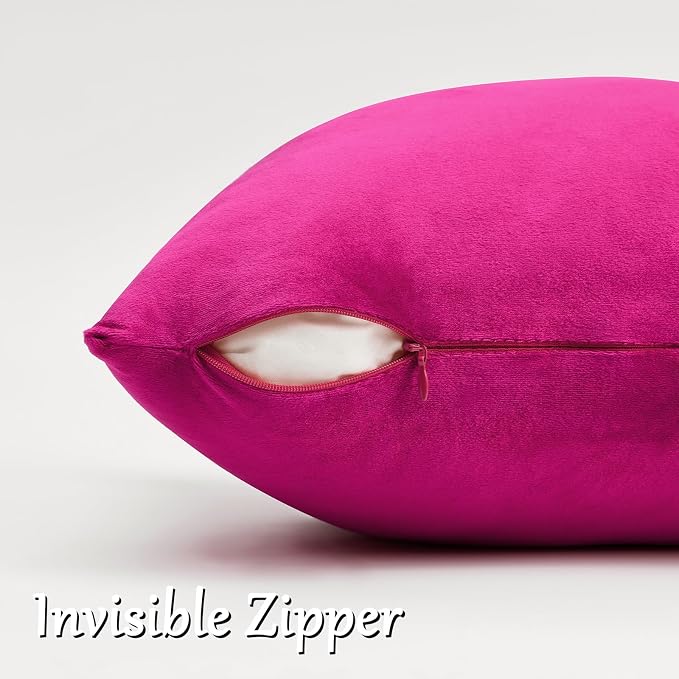GIGIZAZA Hot Pink Velvet Pillow Covers 24x24 Decorative Pillows Pack of 2 | - Image 3