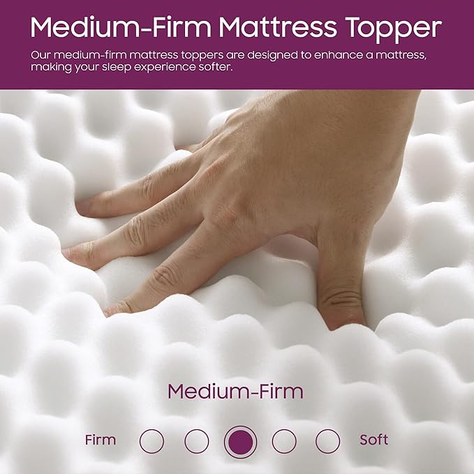 Mayton Convoluted Egg Shell 2-inch Breathable Foam Bed Topper | Makes Mattresses Comfortable and Relaxing, Provides Faster Pain Relief and Provides Orthopedic Beneficial Support, Queen, Off-White