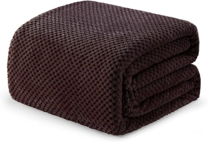 Exclusivo Mezcla Soft Waffle Fleece Bed Blanket Twin XL Size, Coffee | by ExclusivoMezcla