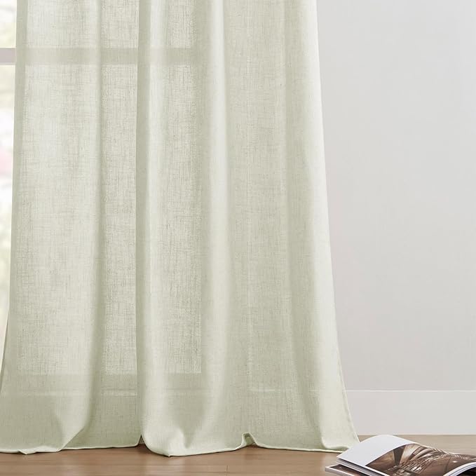Joydeco Linen Curtains 84 Inch Length 2 Panel Sets, Light Filtering Curtains - Image 7