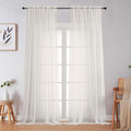 Ivory Sheer Curtains for Bedroom Living Room 96 Inches Long 2 Panels, Modern by WelvetBLK