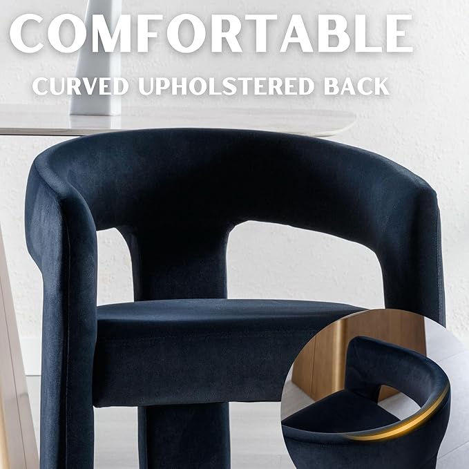 Modern Barrel Dining Chairs Set of 4, Velvet Upholstered Accent Side Chair with Arms Comfy Makeup Vanity Chairs, Dining Living Room Kitchen Chairs, Black
