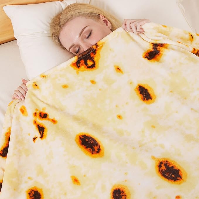 Burritos Tortilla Blanket Twin Size for All Season - Premium Lightweight Anti-Static Super Soft Cozy Plush Tortilla Throw, Lightweight Microfiber Winter Warm Taco Blanket 66" x 90"(Burritos Twin)