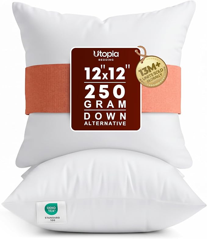Utopia Bedding 12x12 Pillow Inserts, 2 Pack | Indoor cushion inserts by UTOPIABEDDING