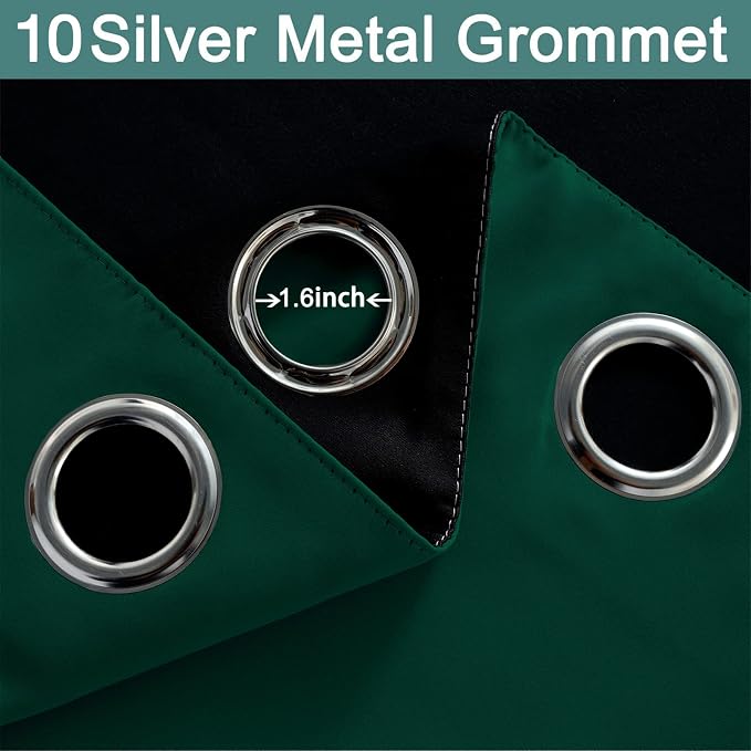 Yakamok Dark Green 100% Blackout Curtains 84 Inches Long 70" Wide 2 Panels | - Image 6