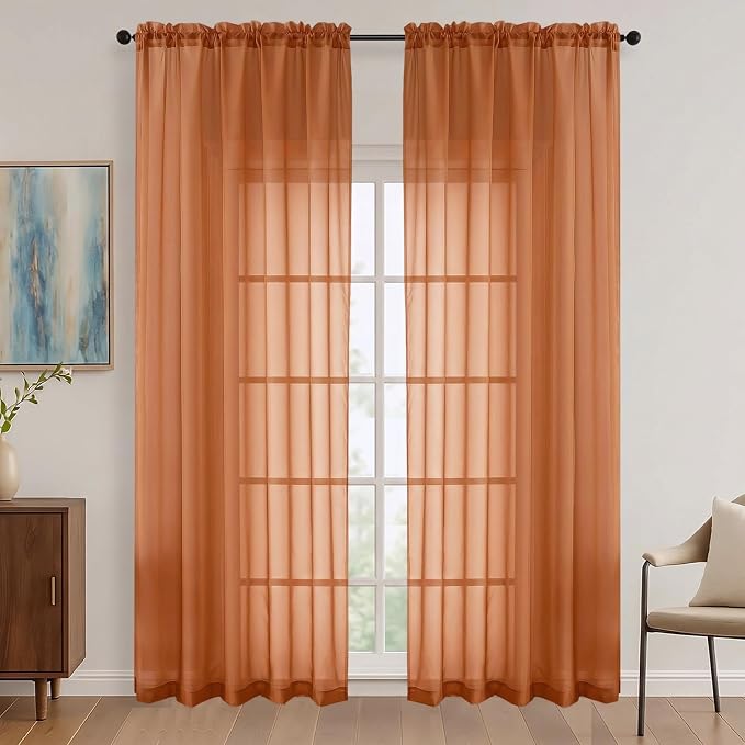 Orange Bedroom Curtains 2 Panel Sets 90 Inch Length, 59 Inch Extra Wide Light by OVZME