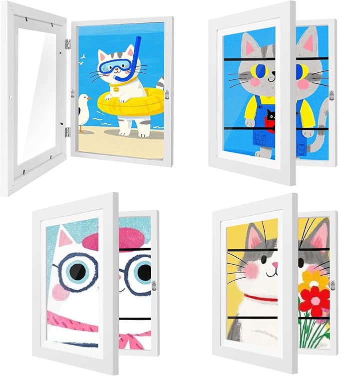4 Pack Kids Artwork Frames Changeable 10 x 12.5 Inch Children Art Projects Kids Art Frames Front Opening Picture Display Frame, White
