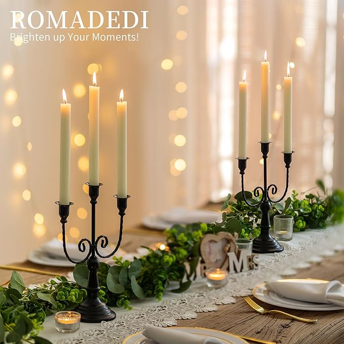 Romadedi Candelabra Black Candle Holders: 3 Arm Halloween Candlestick Holder11.8 Gothic Home Decor for Party Table Centrepiece Mantel Christmas, Set of 6