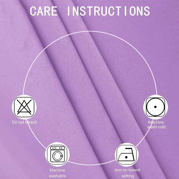 Blackout Curtains 66 x 54 Inch Long Lavender Curtains Set of 2 Panels Room - Image 4