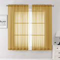 Gold Sheer Curtains 63 Inch Length 2 Panels, Rod Pockets Window Treatments by Lecloud