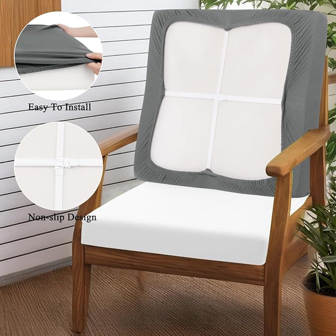 HEBE Outdoor Cushion Covers 12 Pcs, Stretch Patio Sofa Couch Cushion Cover | - Image 4
