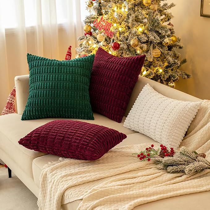 MIULEE Euro Sham Corduroy Decorative Throw Pillow Covers 24x24 Pure White | - Image 12