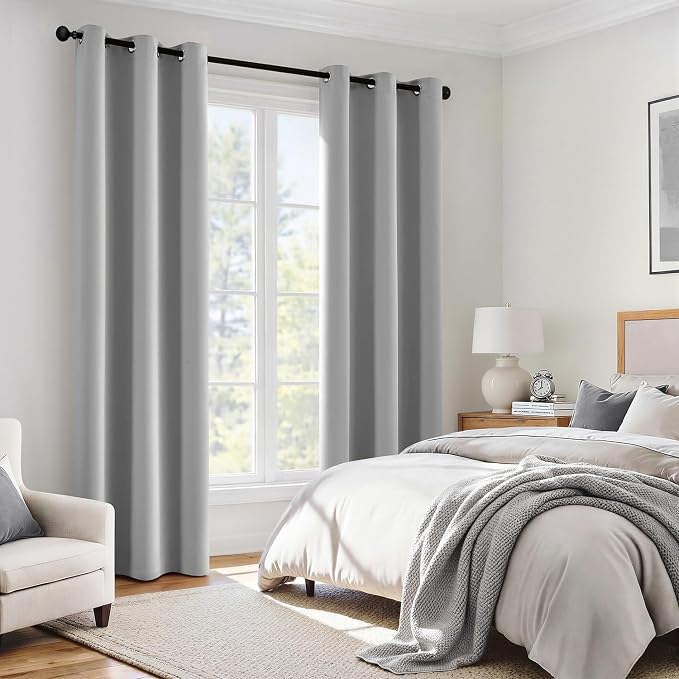 MIULEE Light Grey 40x72 Inch 100% Blackout Curtains - Image 6