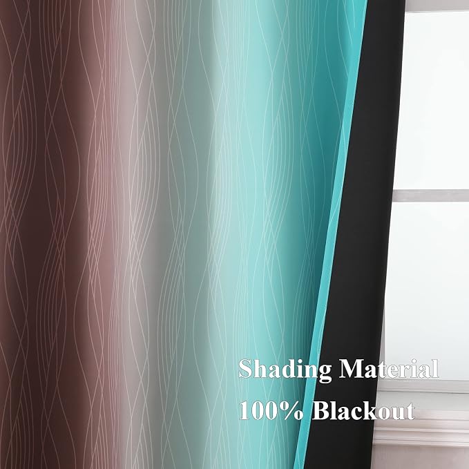 Brown and Teal Ombre Blackout Curtains - Image 5