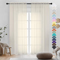 Cream Sheer Curtains 96 Inches Long 2 Panels by OVZME
