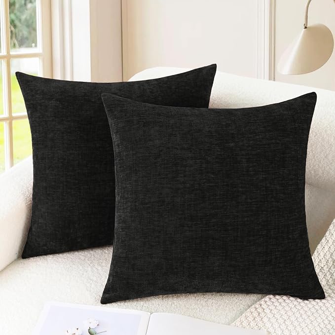 CaliTime Decorative Couch Throw Pillow Covers 18 X 18 Inches Black | Pack of 2 by CaliTime