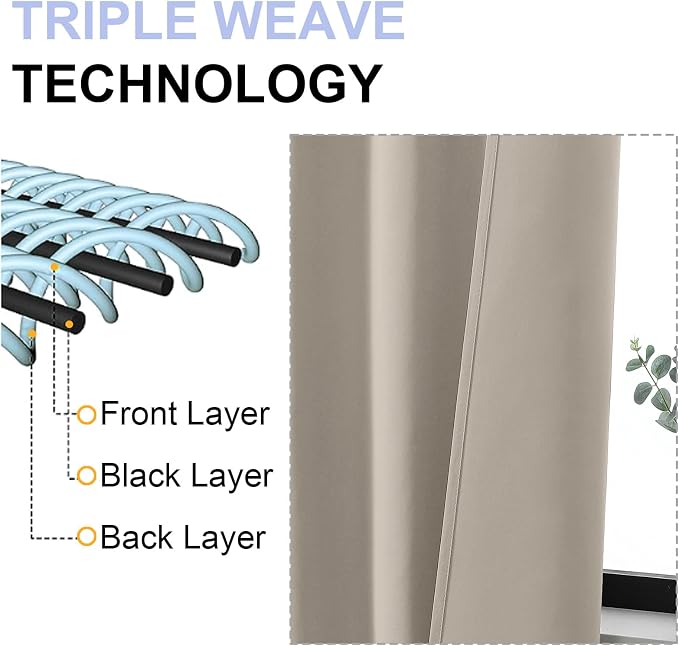 Simplebrand Ava Stone Short 36 Inches Blackout Curtain 2 Panels Set, Half - Image 5