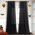 Pitalk Black Linen Sheer Curtains 72 Inch Length by Pitalk