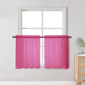 Short Hot Pink Sheer Curtains 30 Inch Length 2 Panels Set, Kitchen Curtains by OWENIE