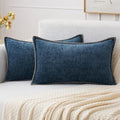 MIULEE Decorative Lumbar Throw Pillow Covers 12x20 Inch Dark Blue 2 Pack | by MIULEE