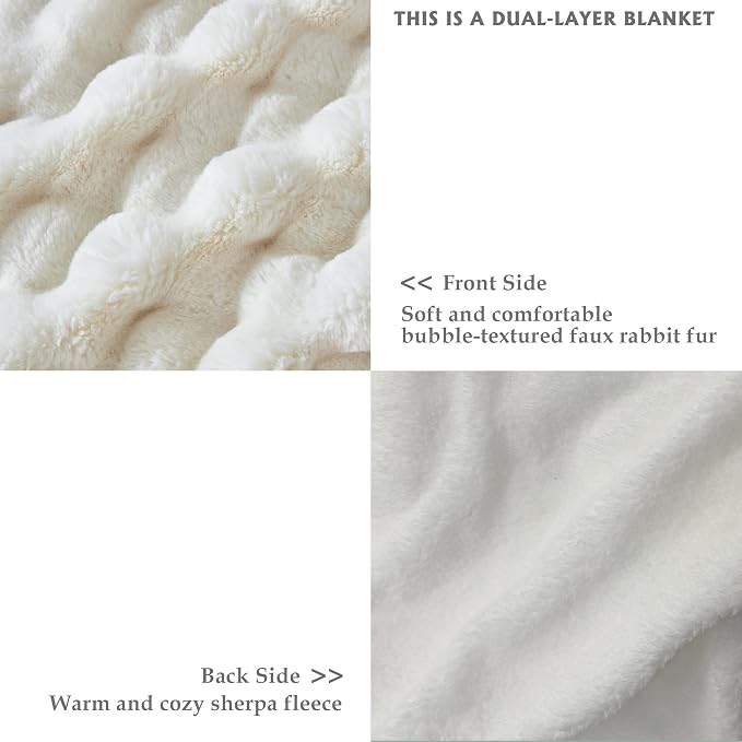 60x80 Inches Ultra-Soft Fuzzy Faux Fur Plush Twin Size Blanket - Image 3