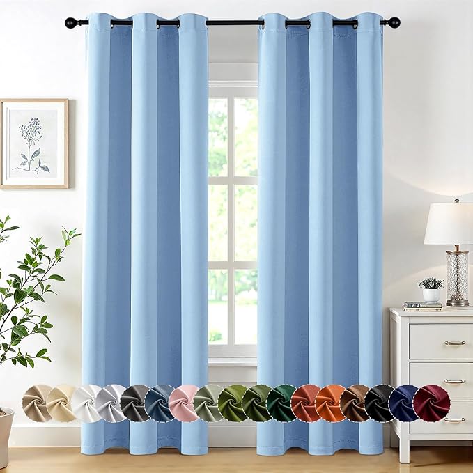 MIULEE Blackout Curtains for Bedroom 2 Panels 40 x 72 Inch Long Sky Blue | by MIULEE