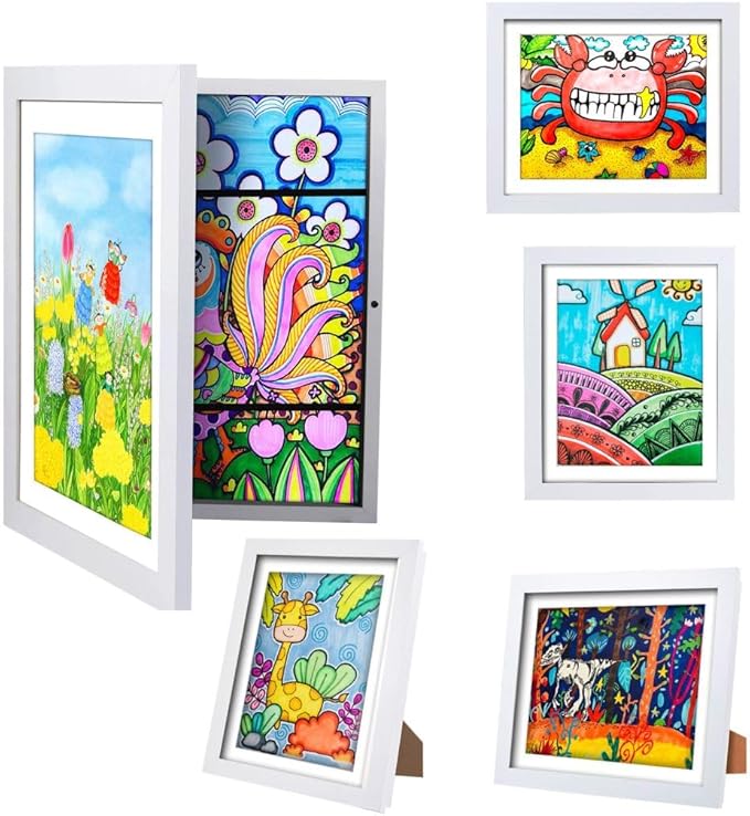 3-Pack Kids Artwork Frames Changeable - Kids Art Frame,Artwork Frames for Kids Art,Children Art Projects Kids Art Frames,8.5x11 Picture Frame for Display Kid Art work,With Storage(Black)