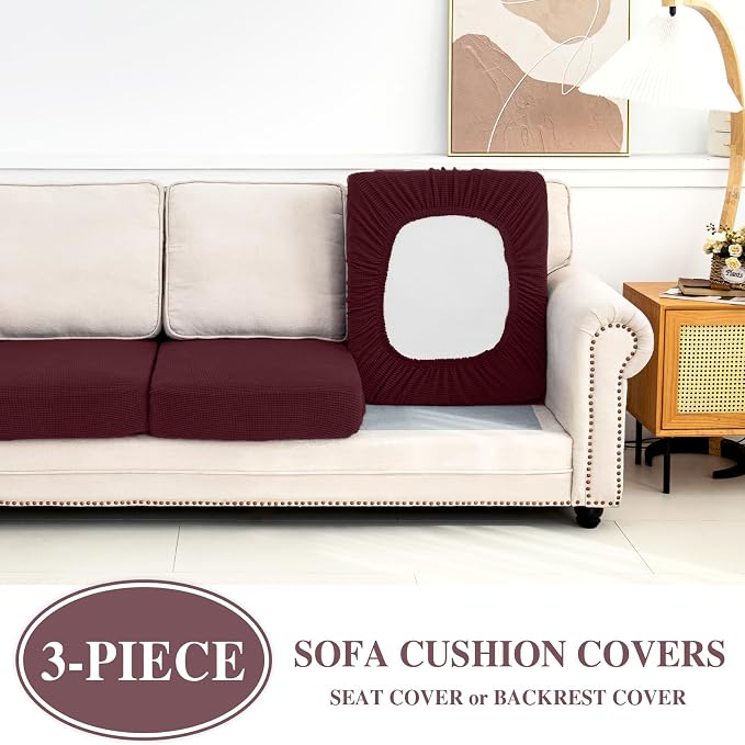 LA MEACK Couch Cushion Covers Seat Cushion Cover Stretch Couch Cover Separate - Image 3
