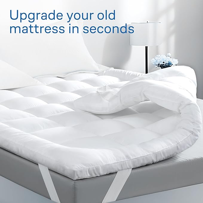 Niagara Mattress Topper Twin - Cooling Breathable Pillow Top Mattress Pad for Back Pain Relief - Deep Pocket Topper Fits 8-20 Inches Mattress