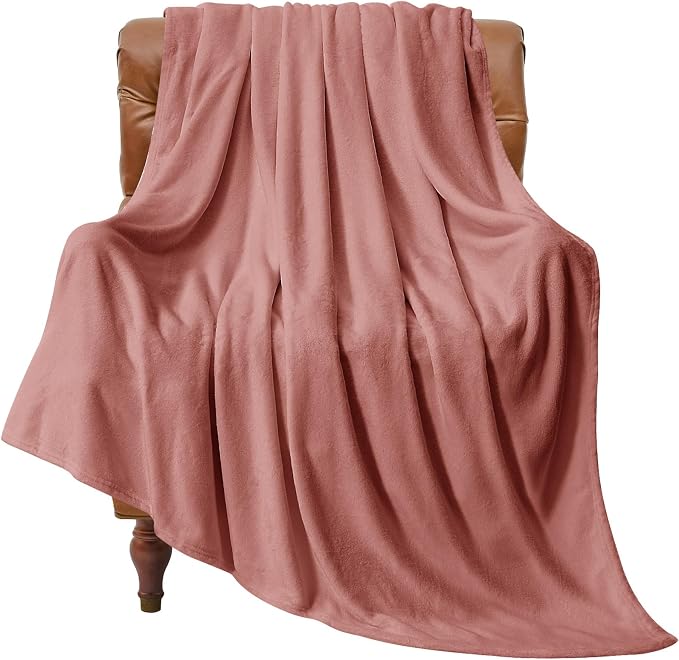 BEDELITE Fleece Blanket Soft Plush Twin Size Blanket Dusty Pink 60"x80" | Ultra by BEDELITE