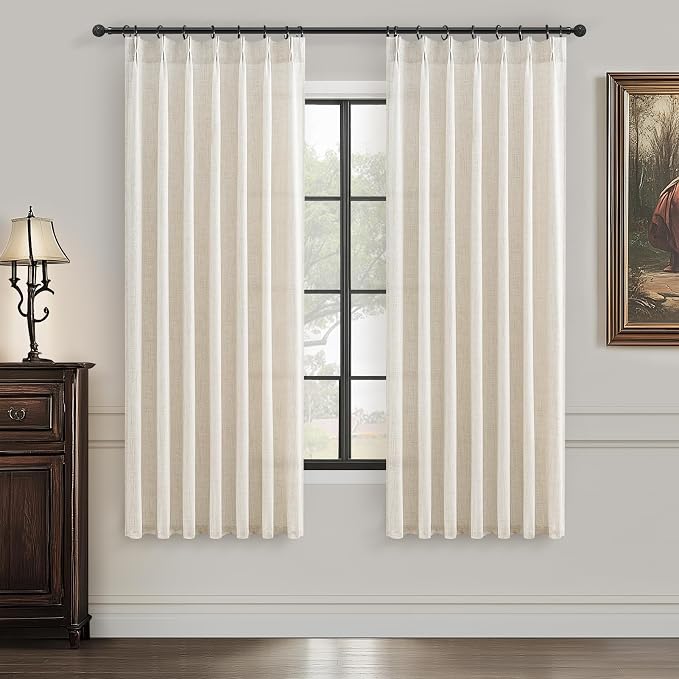PleatedDrapes Light Filtering Kitchen Curtains 63 Inches Long 2 Sets, Basement by PleatedDrapes
