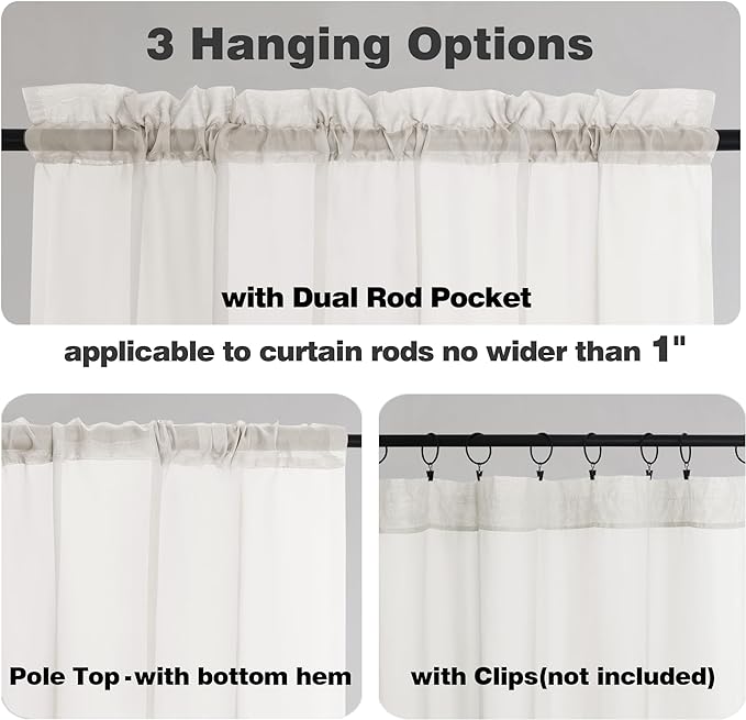 Chyhomenyc Sheer Curtains Tiers 2 Pieces Set, Light Filtering Small Curtains 24 - Image 3