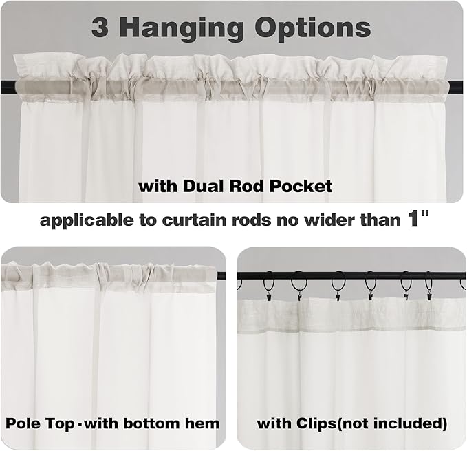 Chyhomenyc Ivory Sheer Curtains 84 Inches Long 2 Panels Set, Light Filtering Cream Voile Window Drapes for Bedroom Living Room, 42Wx84L Inch, Ivory, Set of 2