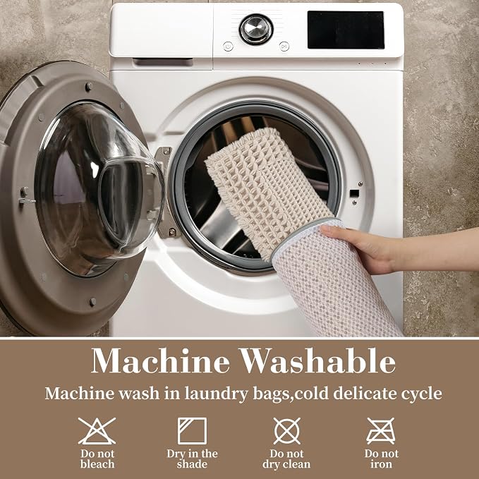 RESARE Waffle Bath Mat for Bathroom Non Slip Bathroom Rugs 20x32 Pale Beige | - Image 6