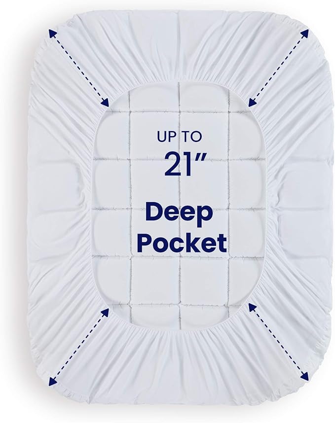 SLEEP ZONE Twin Size Cotton Mattress Pad, Machine Washable Mattress Protector Cover, Soft Cotton Top Cooling Mattress Topper Fits 8-21 inch Deep Pocket, Twin
