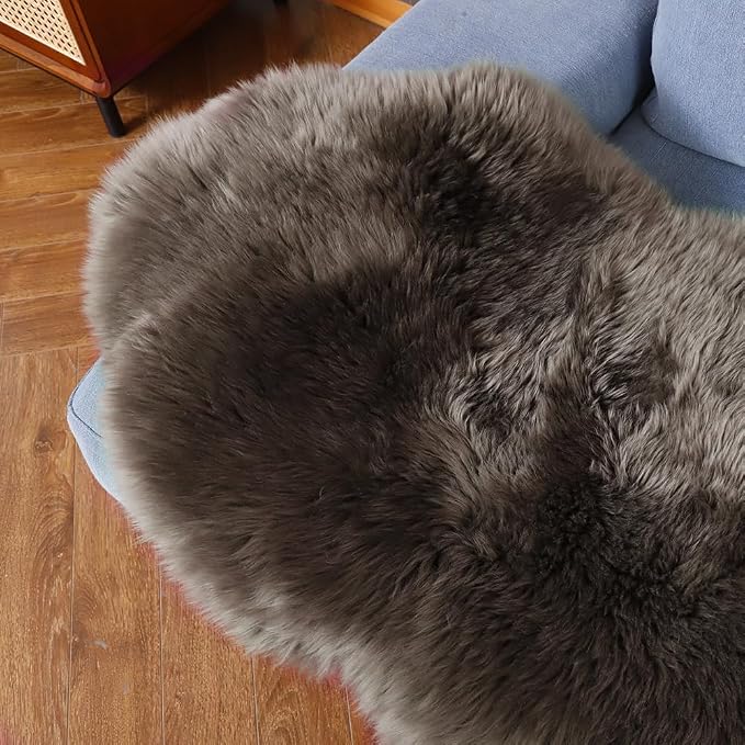 IRIWOOL Premium Genuine Fur Sheepskin Rug Real Australia Sheepskin Natural - Image 4