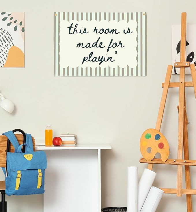 Playroom Rectangular Canvas Banner Wall Decor-Flag Poster Wall Decor for Baby Boy Girl Kids Teen,Playroom Nursery Homeschool Bedroom Home-Baby Shower Birthday Christmas-This Room Is Made for Playing