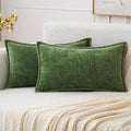 MIULEE Decorative Lumbar Throw Pillow Covers 12x20 Inch Forest Green 2 Pack | by MIULEE