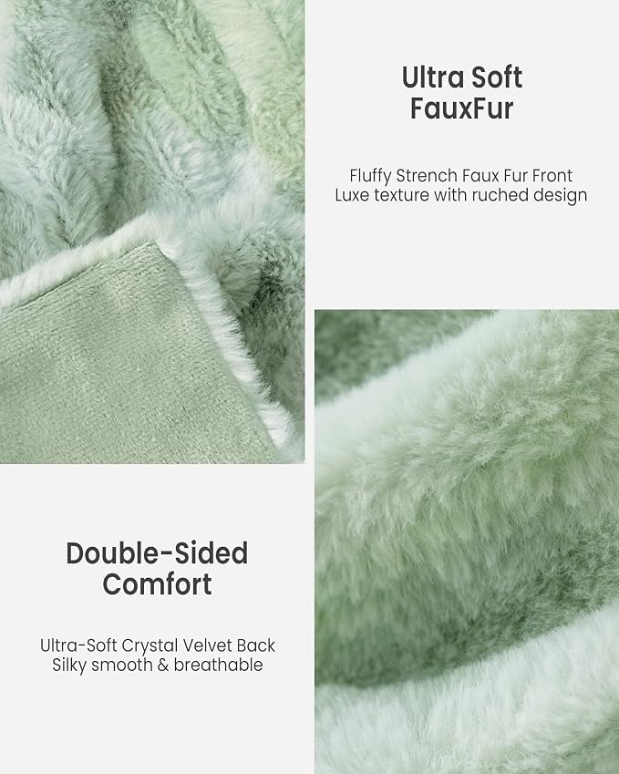 Ultra Soft Cozy Faux Fur Throw Blanket, Fuzzy Plush Thick Bubble Blanket - Image 4