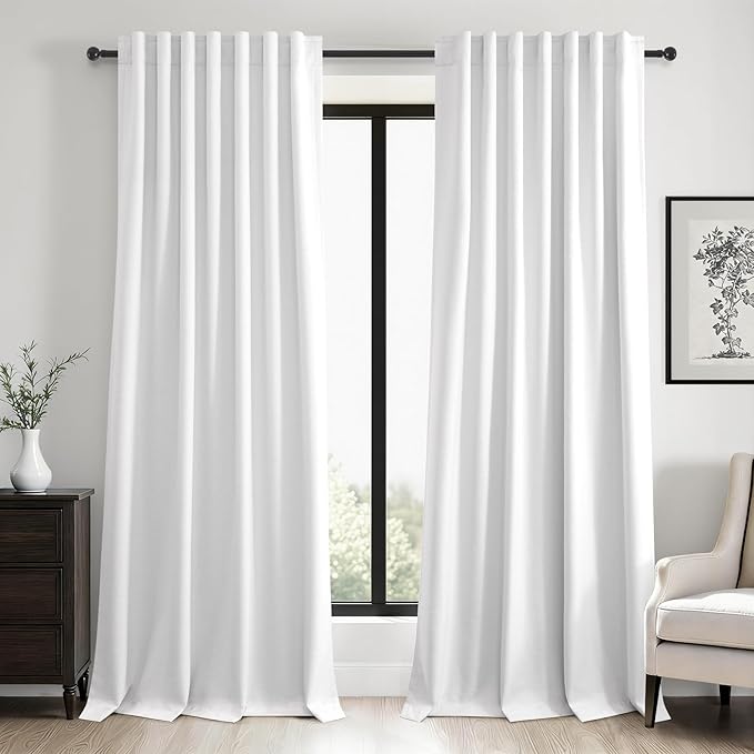92 inch long Linen blackout Curtains 2 Panels by Topfinel