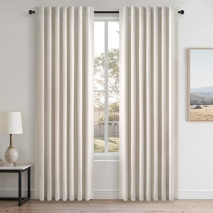 Topfinel 80 Inch Long Linen Blackout Curtains 2 Panels Set by Topfinel