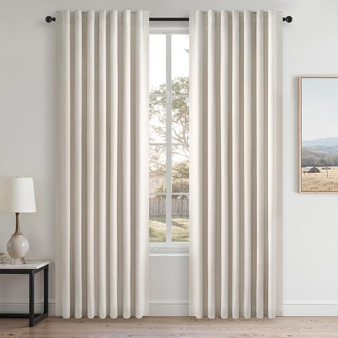 Topfinel 86 Inches Long Linen Blackout Curtains 2 Panels Set - Image 4