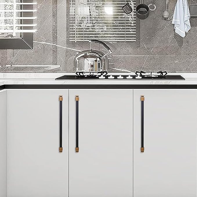 6 Pack 12-3/5 inch(320mm) Black and Antique Brass Kitchen Cabinet Handles Knurled Cabinet Pulls Black Drawer Pulls Kitchen Cabinet Hardware