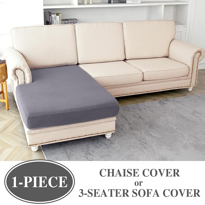 LA MEACK Couch Cushion Cover Chaise Lounge Cover Washable Separate Seat Chaise - Image 2