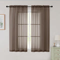 Sheer Chocolate Curtains for Bedroom Living Room 54 Inch Length 2 Panels Set by WelvetBLK