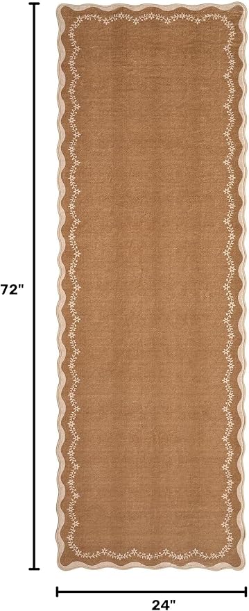 GarveeHome 2x6 Scalloped Washable Runner Rug Non Slip Hallway Kitchen Rug | - Image 2