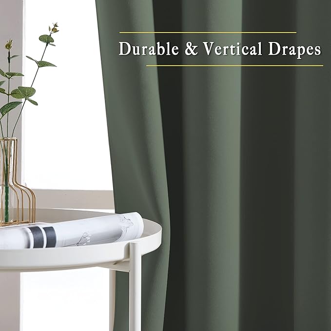 NICETOWN Living Room Window Curtain Drapes Extra Long & Wide - Living Room Panels Grommet Top Window Treatment for Hall & Guest Room (W80 x L108, Dark Mallard, 2 Pieces)