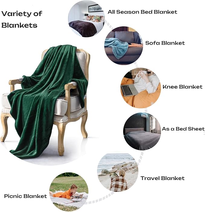 Forest Green Fleece Plush Throw Blanket 108"x90"for Couch Fuzzy Cozy | Super - Image 5